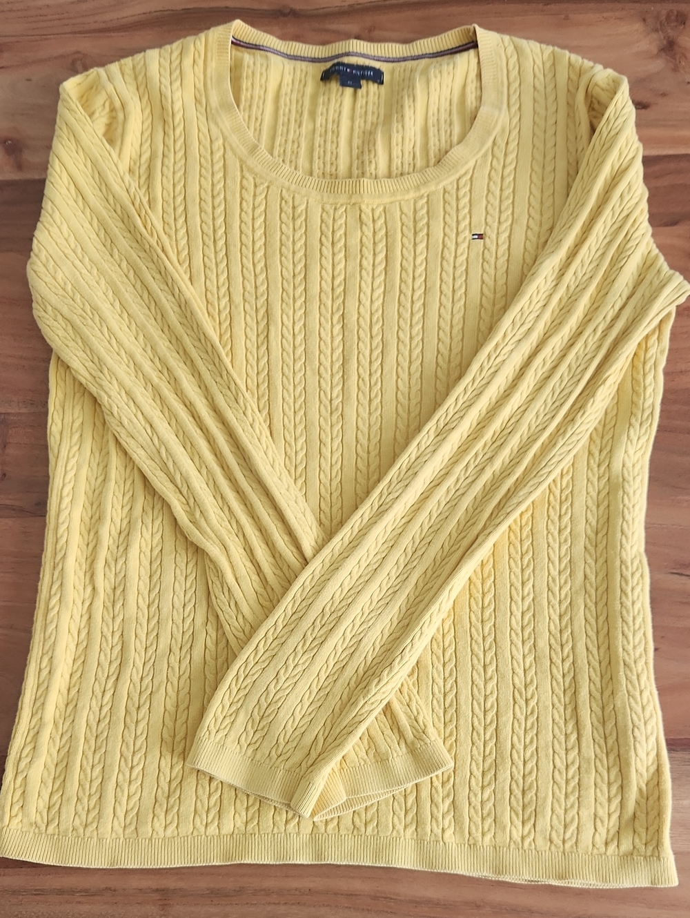 Tommy Hilfiger Yellow Cable-Knit Scoop Neck Sweater